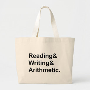 Bolsa Tote Grande Leitura Escrita Aritmética   Os 3 R's da Escola