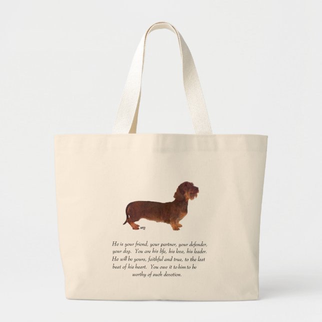 Bolsa Tote Grande Lembrança de Dachshund - Macho (Frente)