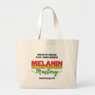 Bolsa Tote Grande Lembrando do MELANIN MASTERY, meu negócio de propr
