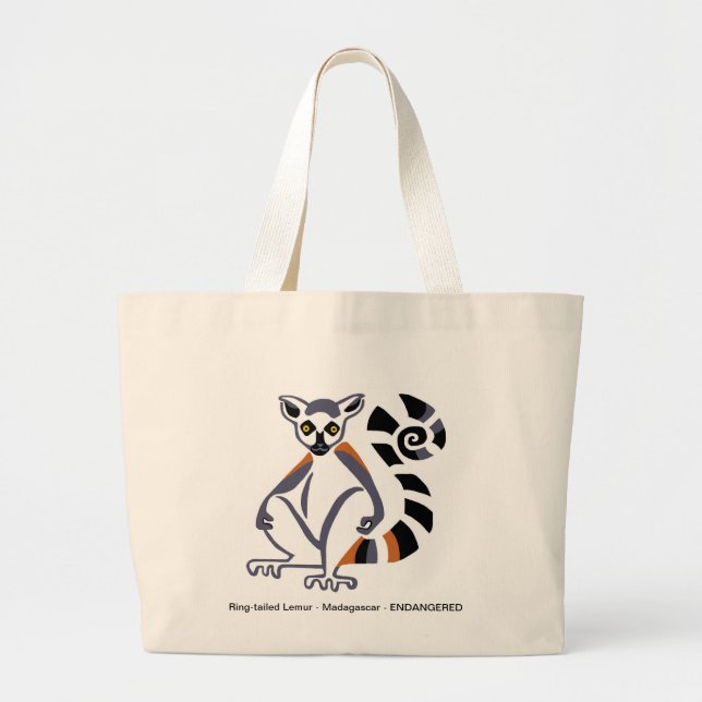 Bolsa Tote Grande LEMUR - Amante de os animais - Vida selvagem - (Frente)
