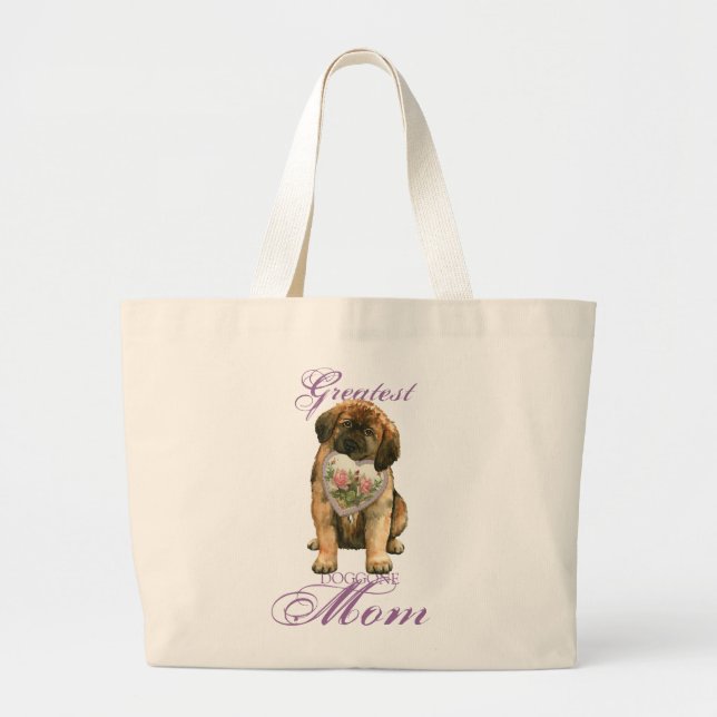 Bolsa Tote Grande Leonberger Heart Mãe (Frente)