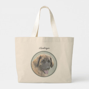 Bolsa Tote Grande Leonberger Painting Leo Cute Original Pet Art Art