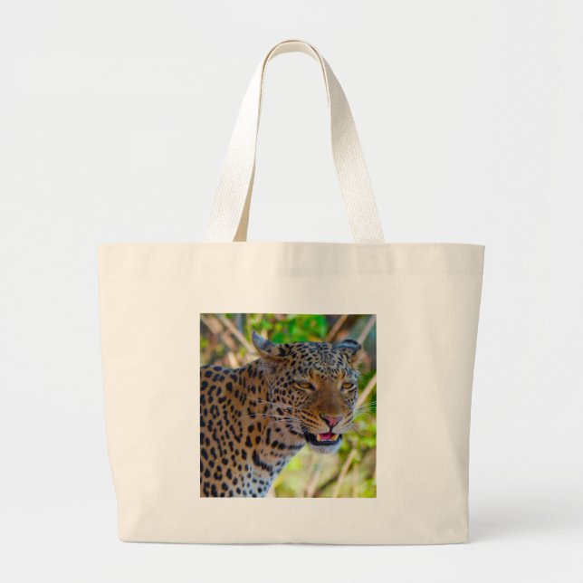 Bolsa Tote Grande Leopardo-de-véu (Frente)