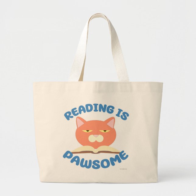 Bolsa Tote Grande Ler é um Gatinho de Brincadeira Engraçado de Livro (Frente)