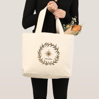 Bolsa Tote Grande Let the Path Bloom – Elegant Botanical Compass Tot