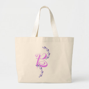 Bolsa Tote Grande Letra Elegante B com Borboletas Tote Bag