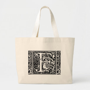 Bolsa Tote Grande Letra F Monograma Medieval Arte Nova