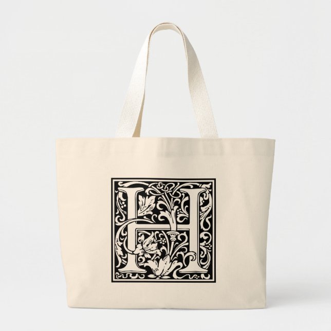 Bolsa Tote Grande Letra H Monograma Medieval Art Nouveau (Frente)