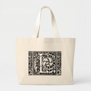 Bolsa Tote Grande Letra L Monograma Medieval Art Nouveau