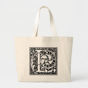 Bolsa Tote Grande Letra L Monograma Medieval Vintage Grande Inicial
