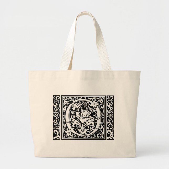 Bolsa Tote Grande Letra O Monograma Medieval Art Nouveau (Frente)