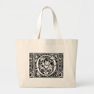 Bolsa Tote Grande Letra O Monograma Medieval Arte Nova