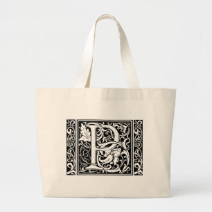 Bolsa Tote Grande Letra P Monograma Medieval Art Nouveau