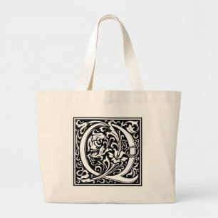 Bolsa Tote Grande Letra Q Monograma Medieval Arte Nova