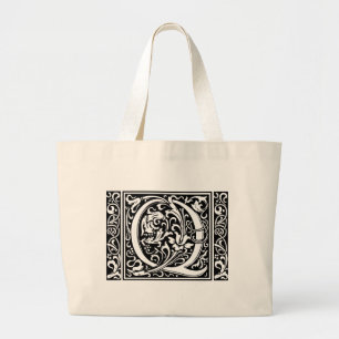 Bolsa Tote Grande Letra Q Monograma Medieval Arte Nova
