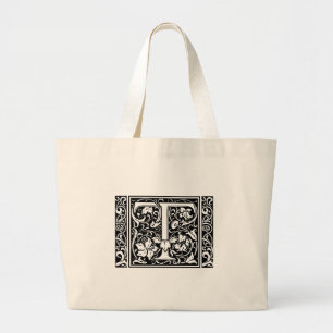 Bolsa Tote Grande Letra T Monograma Medieval Art Nouveau