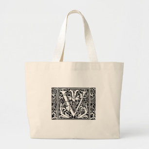 Bolsa Tote Grande Letra V Monograma Medieval Art Nouveau