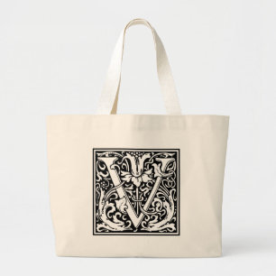 Bolsa Tote Grande Letra V Monograma Medieval Vintage