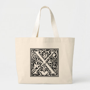 Bolsa Tote Grande Letra X Monograma Medieval Art Nouveau