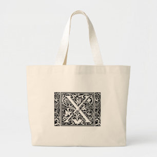 Bolsa Tote Grande Letra X Monograma Medieval largo