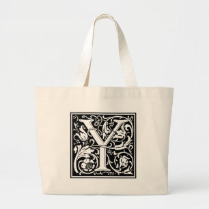 Bolsa Tote Grande Letra Y Monograma Medieval Arte Nova