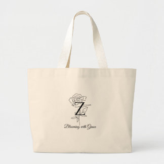 Bolsa Tote Grande Letra Z Monograma Elegante Rosa Floral "Desabrocha