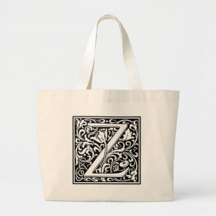 Bolsa Tote Grande Letra Z Monograma Medieval Vintage inicial grande