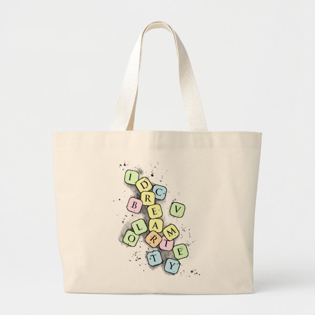 Bolsa Tote Grande Letras do Scrabble (Frente)