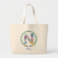 Letras Flores Iniciais "N" com Nome Personalizado