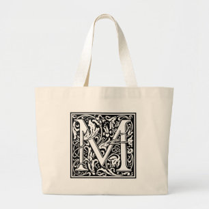 Bolsa Tote Grande Letter M Medieval Monogram Vintage Large Initial