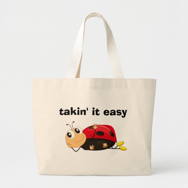 BOLSA TOTE GRANDE "LEVANDO ISSO FÁCIL" LADYBUG (Frente)