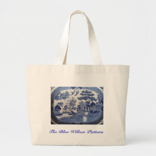 Bolsa Tote Grande Leve o teste padrão azul do salgueiro em todas as