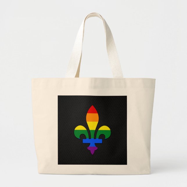 Bolsa Tote Grande LGBT orgulho fleur-de-lis (Frente)