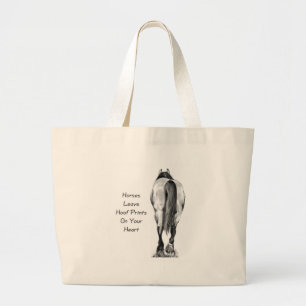 Bolsa Tote Grande Licença Hoofprints dos cavalos em seu coração: