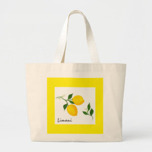 Bolsa Tote Grande Limoni - Limões e folhas de tote
