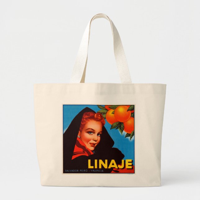Bolsa Tote Grande Linaje Citrus (Frente)