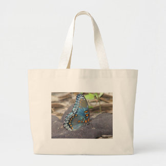 Bolsa Tote Grande Linda Borboleta Azul Laranja e Preta.