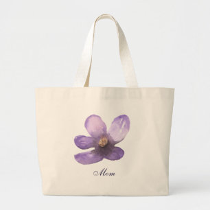 Bolsa Tote Grande Linda mãe flor de cor violeta