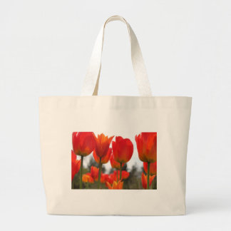 Bolsa Tote Grande Lindas Flores de Tulipa Vermelha.