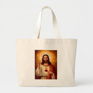 Bolsa Tote Grande Lindo religioso, Sagrado Coração de Jesus