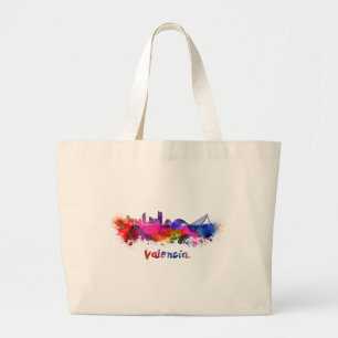 Bolsa Tote Grande Linha do horizonte Valencia em aquarela