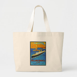 Bolsa Tote Grande Linha poster de Holland América das viagens
