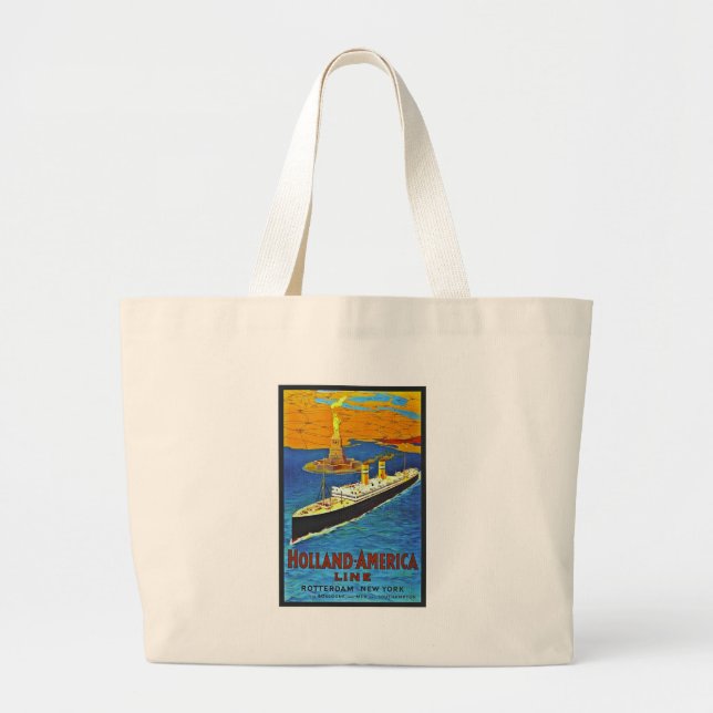 Bolsa Tote Grande Linha poster de Holland América das viagens (Frente)