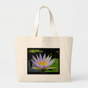 Bolsa Tote Grande Lírio de água azul da flor 026