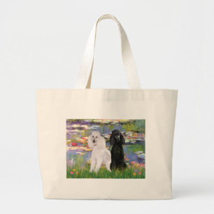 Bolsa Tote Grande Lírios2-Poodles Padrão (preto e branco)