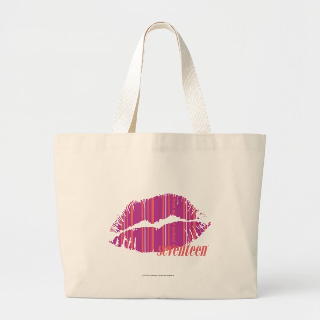 Bolsa Tote Grande Listras finas roxas (Frente)