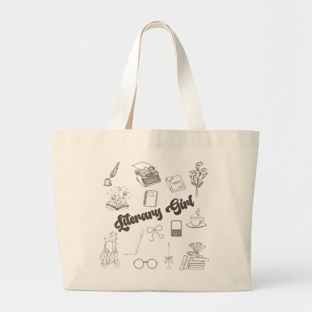 Bolsa Tote Grande Literária Rapariga Tote Bag Book Sobre Gift Academ (Frente)