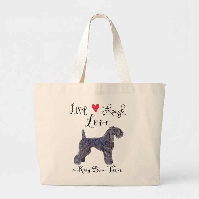 Bolsa Tote Grande Live Laugh Love a Kerry Blue Terrier (Frente)