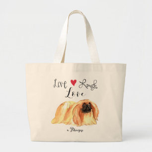 Bolsa Tote Grande Live Laugh Love a Pekingese Large Tote Bag