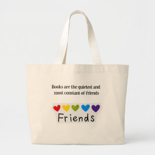 Bolsa Tote Grande Livros Amigos Constantes Mais Silenciosos Arco-Íri